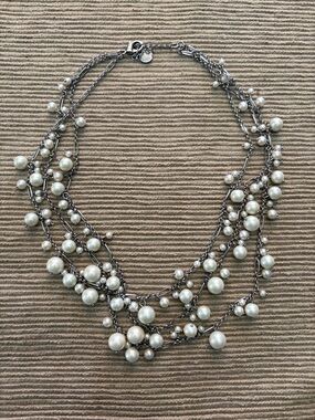 Multi-Strand Faux Pearl Statement Necklace